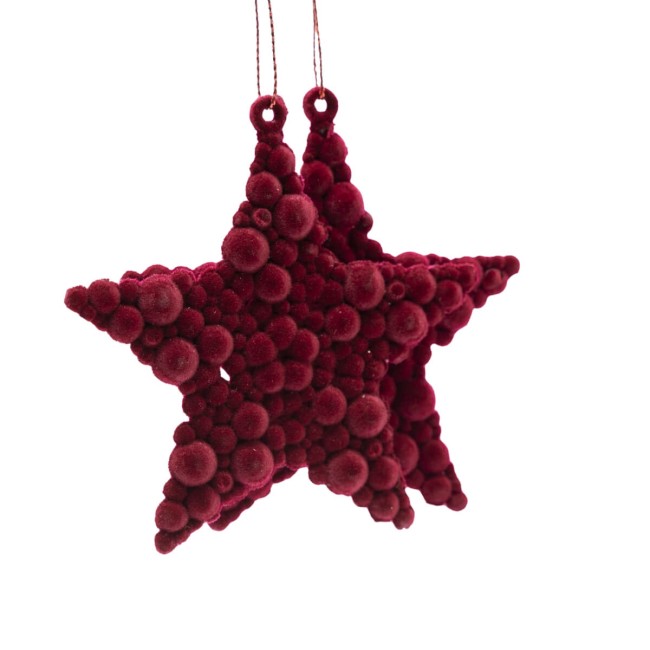 Stelle Natalizie in Velluto Bordeaux Conf. da 2 Pz