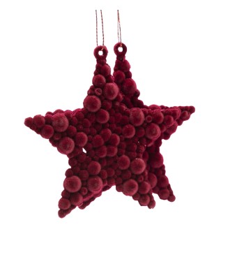 Stelle Natalizie in Velluto Bordeaux Conf. da 2 Pz