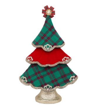 Alberello Natalizio in Tartan e Velluto H.59 cm