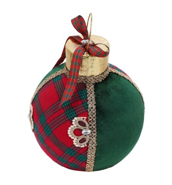 Palla Natalizia in Velluto e Tartan D.20 cm