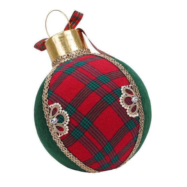 Palla Natalizia in Velluto e Tartan D.20 cm