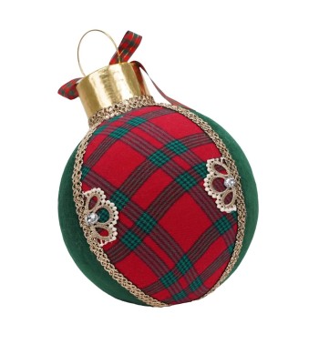 Palla Natalizia in Velluto e Tartan D.20 cm