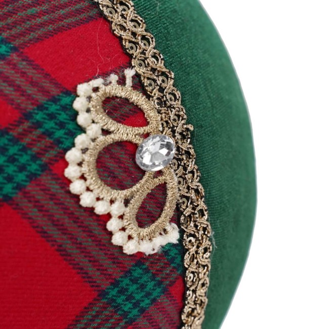 Palla Natalizia in Velluto e Tartan D.20 cm