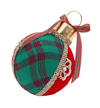 Palla Natalizia in Velluto e Tartan D.25 cm