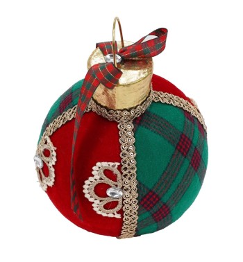 Palla Natalizia in Velluto e Tartan D.25 cm