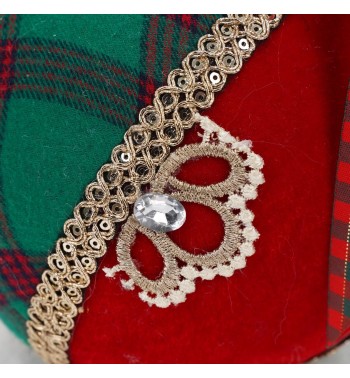Palla Natalizia in Velluto e Tartan D.25 cm