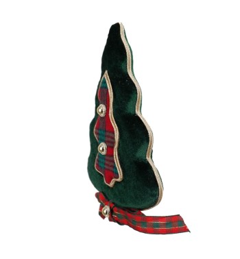 Alberello Natalizio da Appendere in Tartan e Velluto H.19 cm