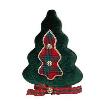 Alberello Natalizio da Appendere in Tartan e Velluto H.19 cm