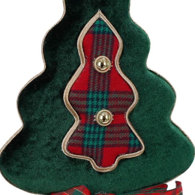 Alberello Natalizio da Appendere in Tartan e Velluto H.19 cm