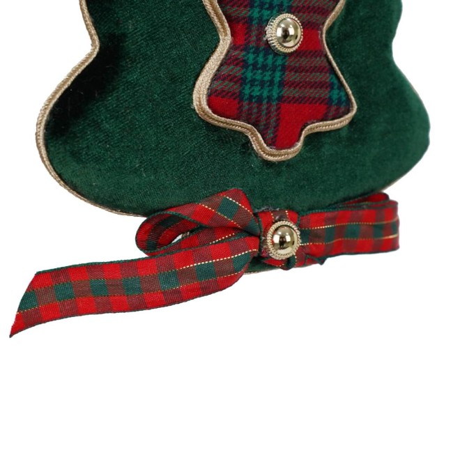 Alberello Natalizio da Appendere in Tartan e Velluto H.19 cm