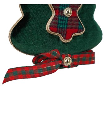 Alberello Natalizio da Appendere in Tartan e Velluto H.19 cm
