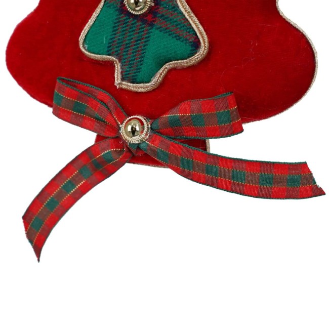 Alberello Natalizio da Appendere in Tartan e Velluto H.19 cm