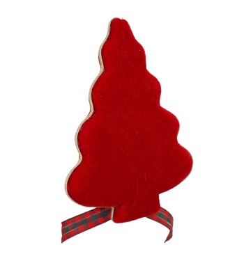 Alberello Natalizio da Appendere in Tartan e Velluto H.19 cm