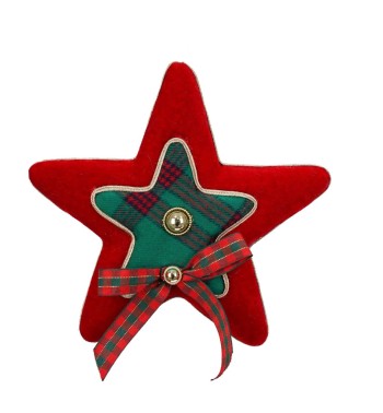 Stella Natalizia da Appendere in Tartan e Velluto H.18 cm