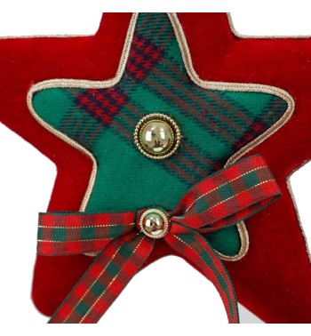 Stella Natalizia da Appendere in Tartan e Velluto H.18 cm
