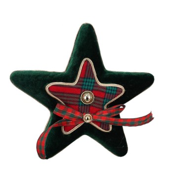 Stella Natalizia da Appendere in Tartan e Velluto H.18 cm