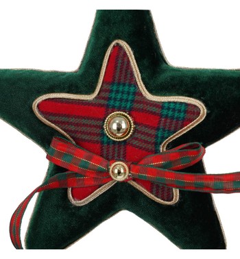 Stella Natalizia da Appendere in Tartan e Velluto H.18 cm