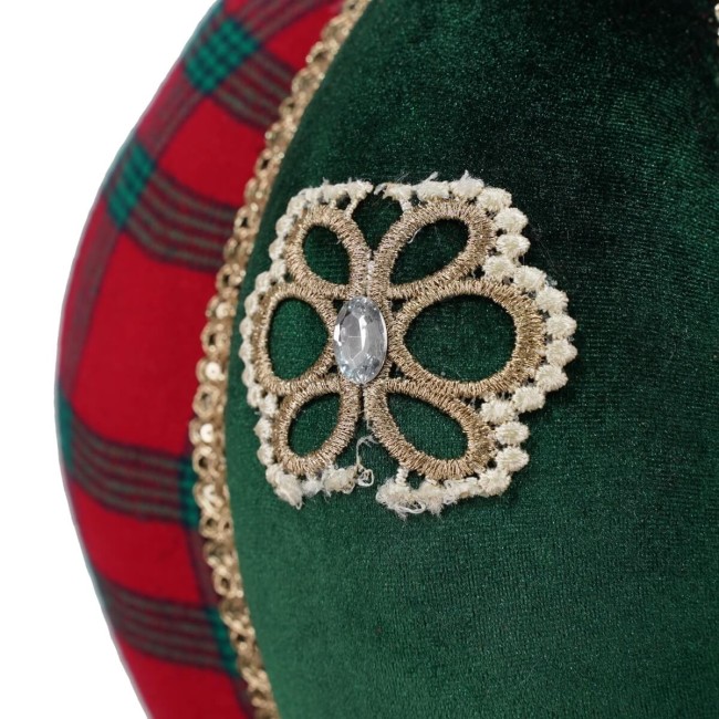 Mongolfiera Natalizia da Appendere in Tartan e Velluto H.58 cm