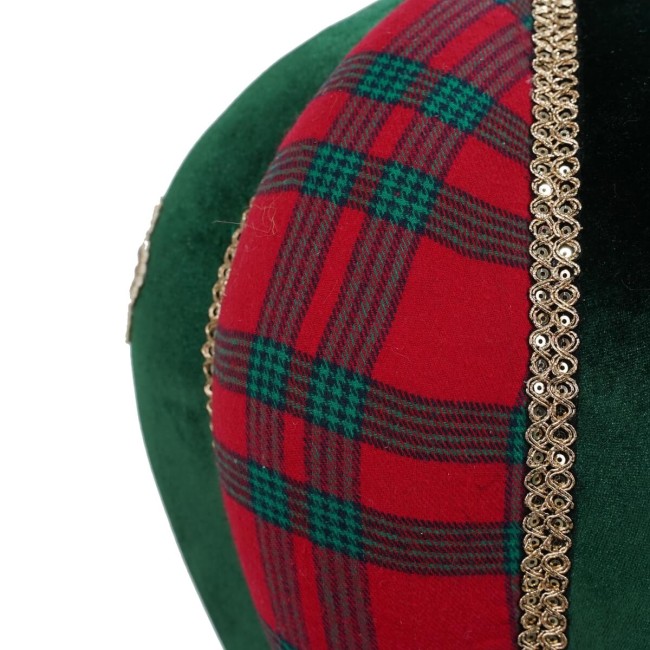 Mongolfiera Natalizia da Appendere in Tartan e Velluto H.58 cm