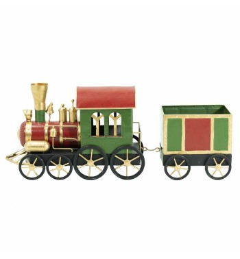 Trenino Natalizio in Metallo Rosso e Verde