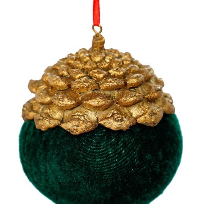 Pigna Natalizia in Resina Oro e Velluto H.10xD.8 cm