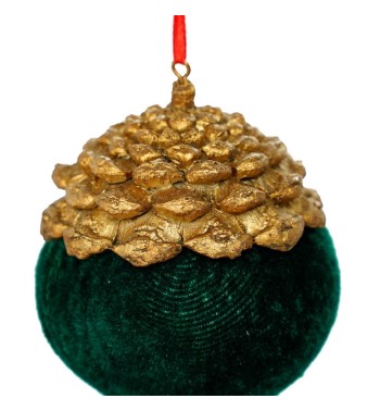 Pigna Natalizia in Resina Oro e Velluto H.10xD.8 cm