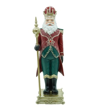 Babbo Natale in Resina con Corona e Scettro H.92 cm