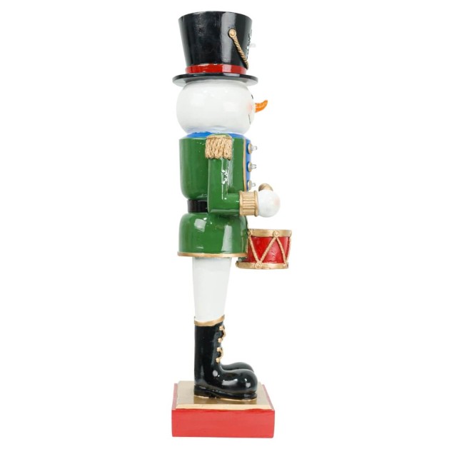 Pupazzo di Neve Schiaccianoci Natalizio con Tamburo H.46,5 cm