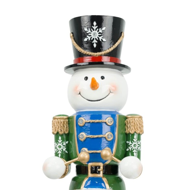 Pupazzo di Neve Schiaccianoci Natalizio con Tamburo H.46,5 cm