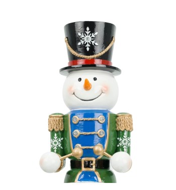 Pupazzo di Neve Schiaccianoci Natalizio con Tamburo H.46,5 cm
