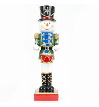 Pupazzo di Neve Schiaccianoci Natalizio con Tamburo H.46,5 cm