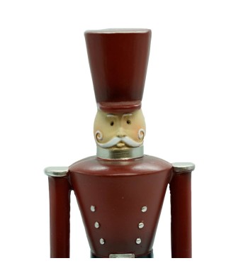 Soldatino Natalizio in Resina su Tamburo Rosso e Nero H.35 cm