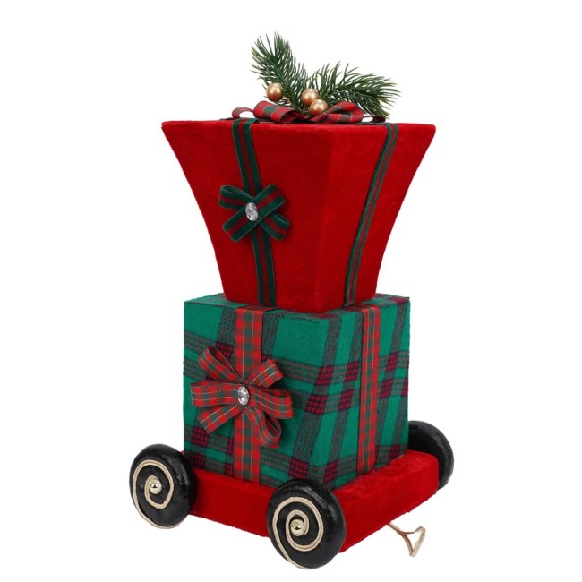 Trenino Natalizio in Tartan e Velluto 56xH.41 cm