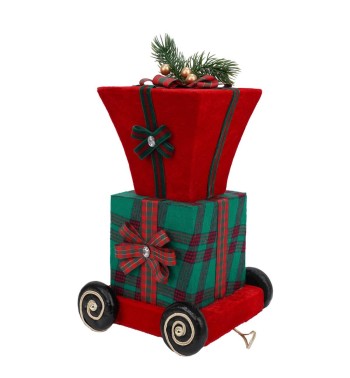 Trenino Natalizio in Tartan e Velluto 56xH.41 cm