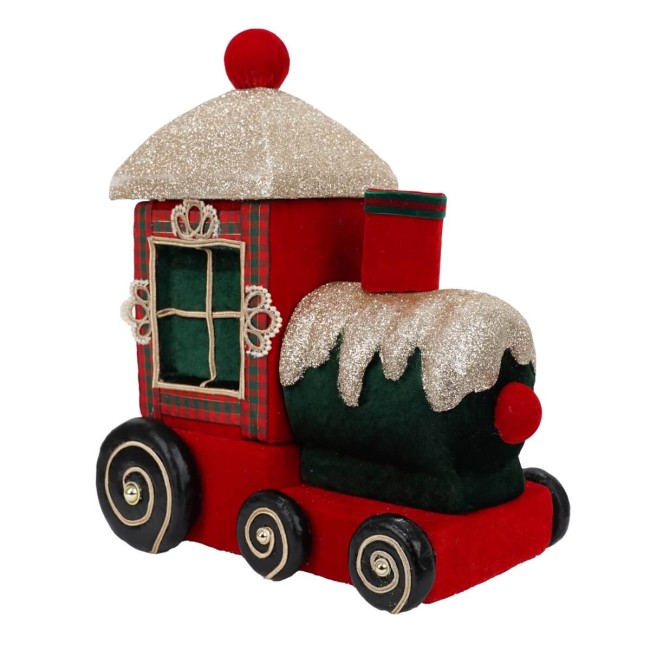 Trenino Natalizio in Tartan e Velluto 56xH.41 cm