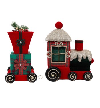 Trenino Natalizio in Tartan e Velluto 56xH.41 cm