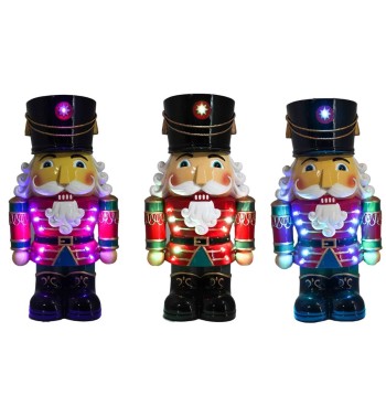 Schiaccianoci Natalizio con Luci Led Colorate H.48 cm | Soldatino di Natale