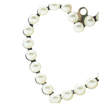 Cuore con Perline Bianche da Appendere H.9 cm