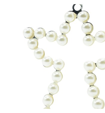 Angelo con Perline Bianche da Appendere H.9 cm