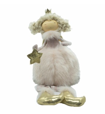 Principessa Rosa Seduta con Stella Oro H.52 cm