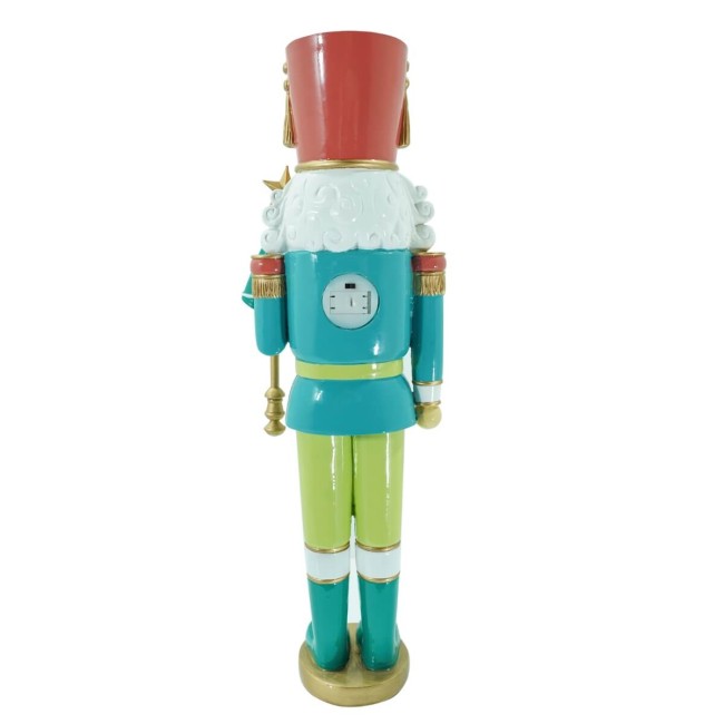 Schiaccianoci Natalizio Verde e Azzurro con Luci Led H.45,5 cm