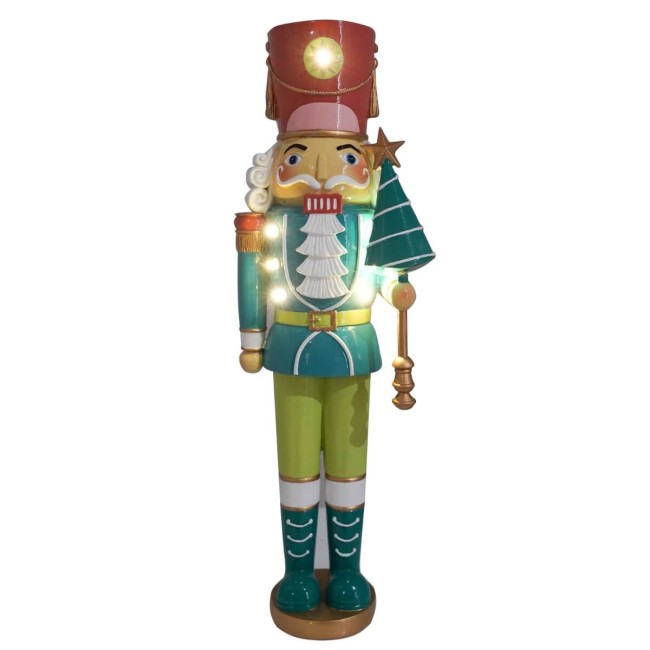 Schiaccianoci Natalizio Verde e Azzurro con Luci Led H.45,5 cm