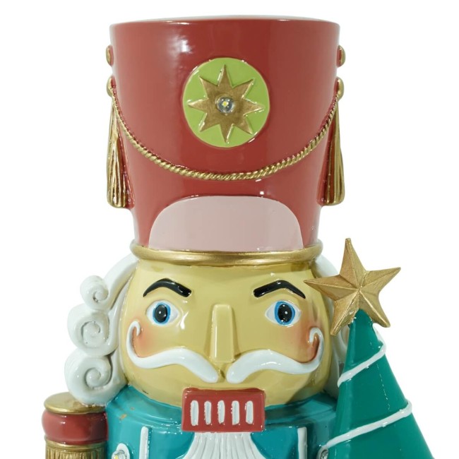 Schiaccianoci Natalizio Verde e Azzurro con Luci Led H.45,5 cm