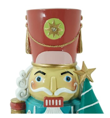 Schiaccianoci Natalizio Verde e Azzurro con Luci Led H.45,5 cm