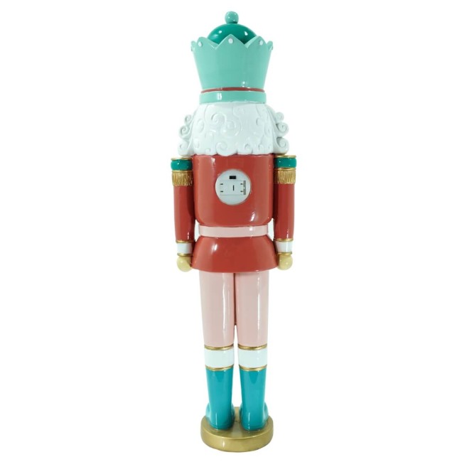 Schiaccianoci Natalizio Rosa con Luci Led H.47 cm