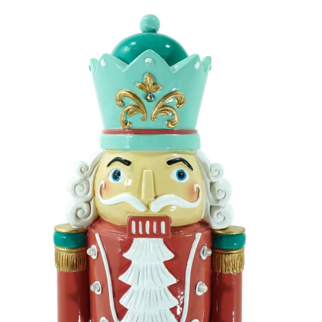 Schiaccianoci Natalizio Rosa con Luci Led H.47 cm