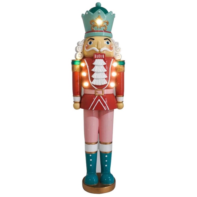 Schiaccianoci Natalizio Rosa con Luci Led H.47 cm