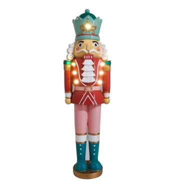 Schiaccianoci Natalizio Rosa con Luci Led H.47 cm