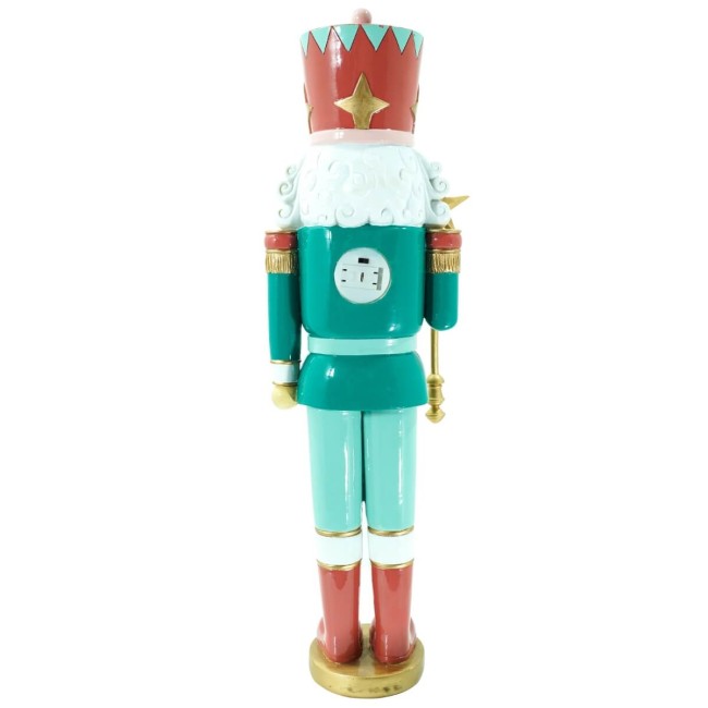 Schiaccianoci Natalizio Verde e Azzurro con Luci Led H.47 cm