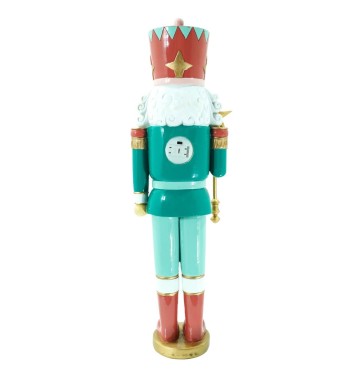 Schiaccianoci Natalizio Verde e Azzurro con Luci Led H.47 cm